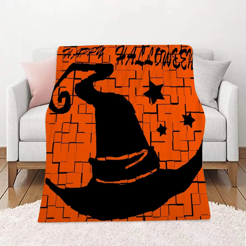 Halloween Blanket, Horror Skeleton Cemetery Pumpkin Lantern Misty Dead Halloween Blanket for Bedroom College Dorm Decor,#117