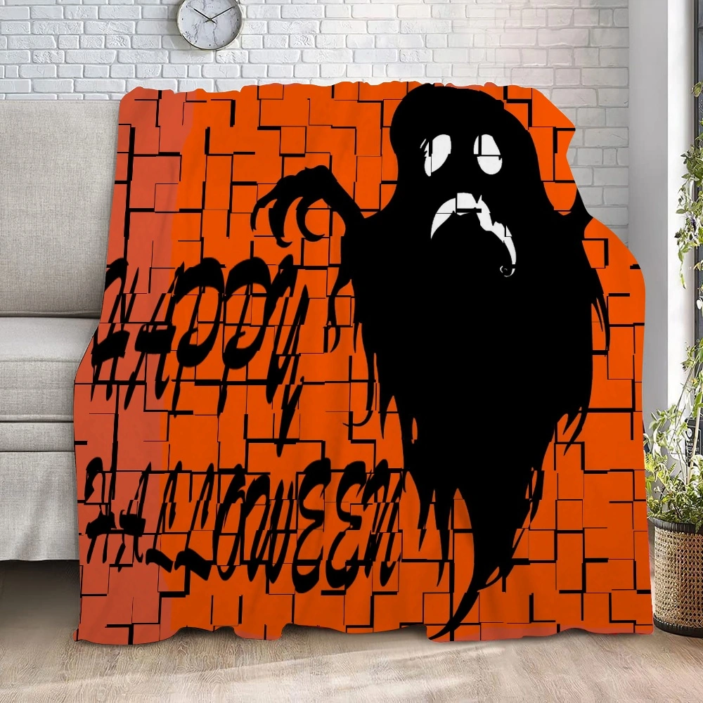 Halloween Blanket, Horror Skeleton Cemetery Pumpkin Lantern Misty Dead Halloween Blanket for Bedroom College Dorm Decor,#115