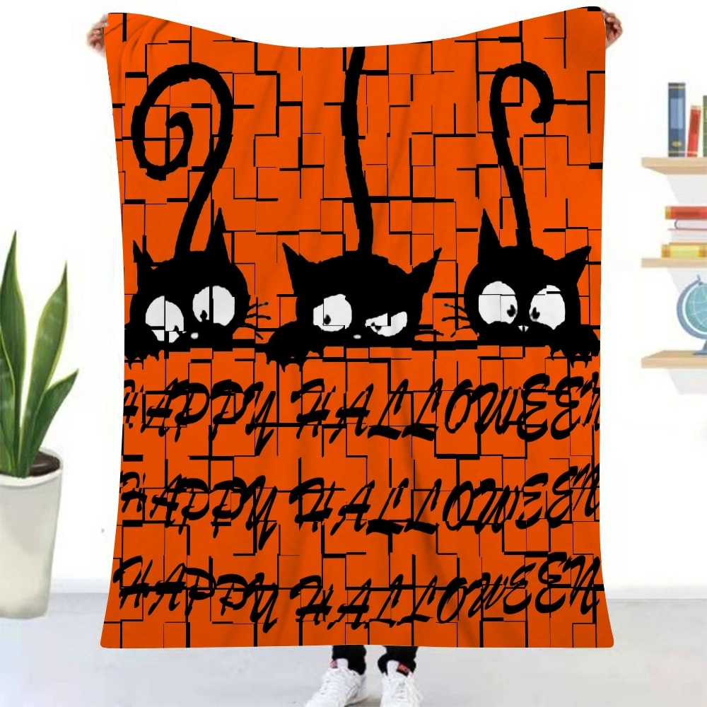 Halloween Blanket, Horror Skeleton Cemetery Pumpkin Lantern Misty Dead Halloween Blanket for Bedroom College Dorm Decor,#119