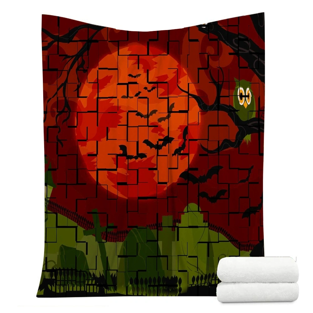 Halloween Blanket, Horror Skeleton Cemetery Pumpkin Lantern Misty Dead Halloween Blanket for Bedroom, Living Room Dorm,#127