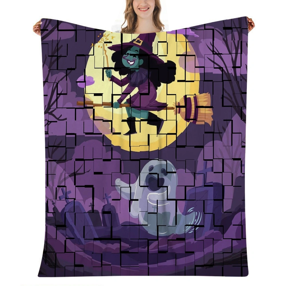 Halloween Blanket, Vintage Skeleton Magic Ouija Board Blanket for Dorm Room Decor,#157