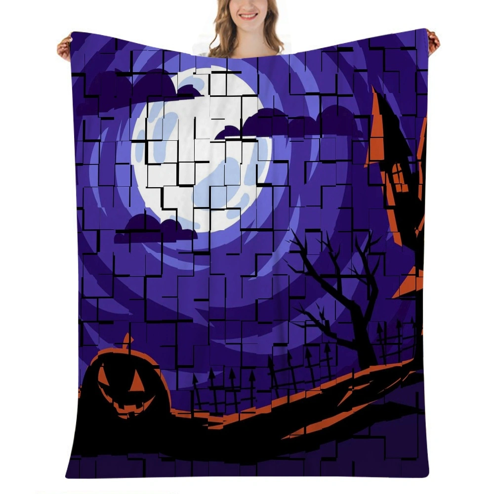 Halloween Blanket, Vintage Skeleton Magic Ouija Board Blanket for Dorm Room Decor,#157