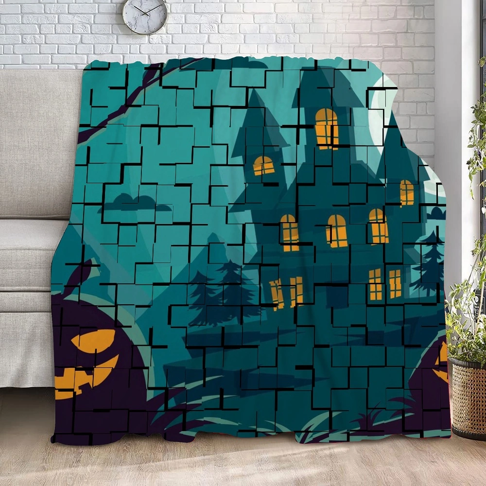 Halloween Blanket, Vintage Skeleton Magic Ouija Board Blanket for Dorm Room Decor,#157