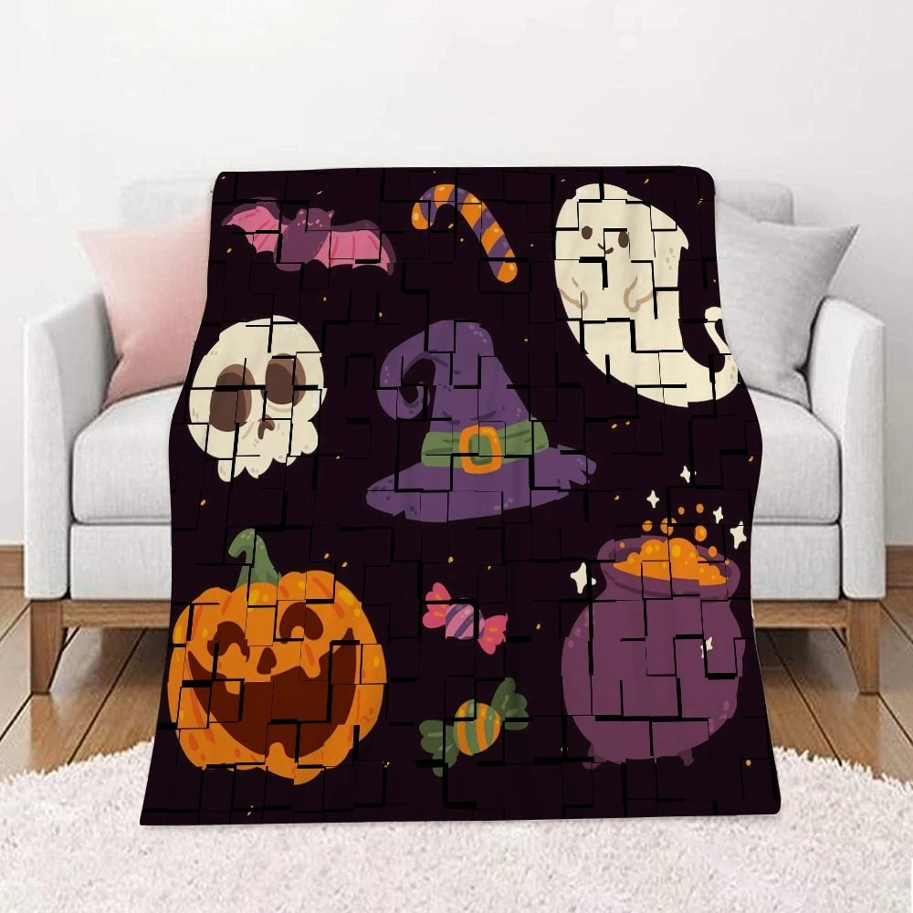 Halloween Blanket-Anime Blanket for Bedroom Skulls Hugging Lovers Music Skeleton Dark Decor,#190