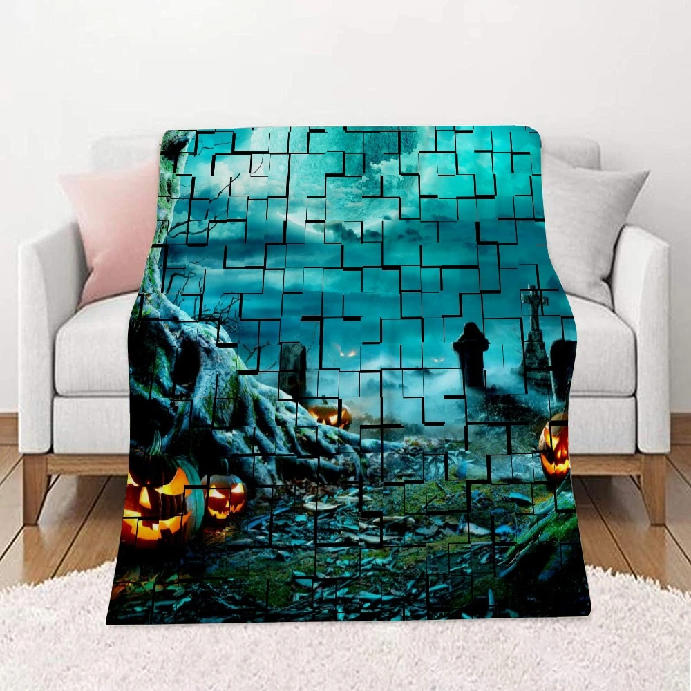 Halloween Blanket-Autumn Thanksgiving Pumpkin Maple Leaves Sunflower Blanket for Bedroom Room Dorm Decor Halloween Blanket,#204