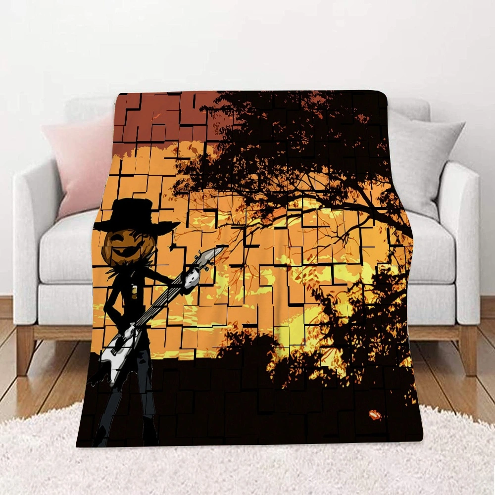 Halloween Blanket-Autumn Thanksgiving Pumpkin Maple Leaves Sunflower Blanket for Bedroom Scary Goth Cemetery Blanket,#213