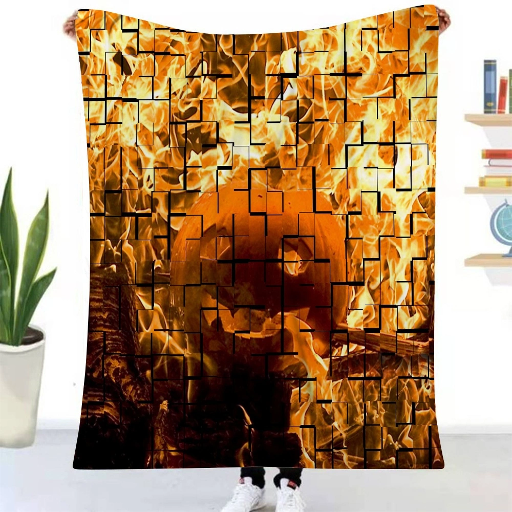 Halloween Blanket-Autumn Thanksgiving Pumpkin Maple Leaves Sunflower Blanket for Bedroom Scary Goth Cemetery Blanket,#216