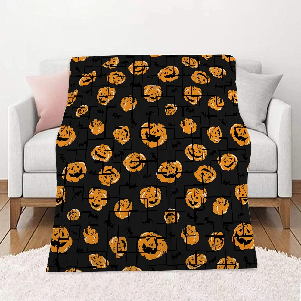 Halloween Blanket-Autumn Thanksgiving Pumpkin Maple Leaves Sunflower Blanket for Living Room Dorm,#223