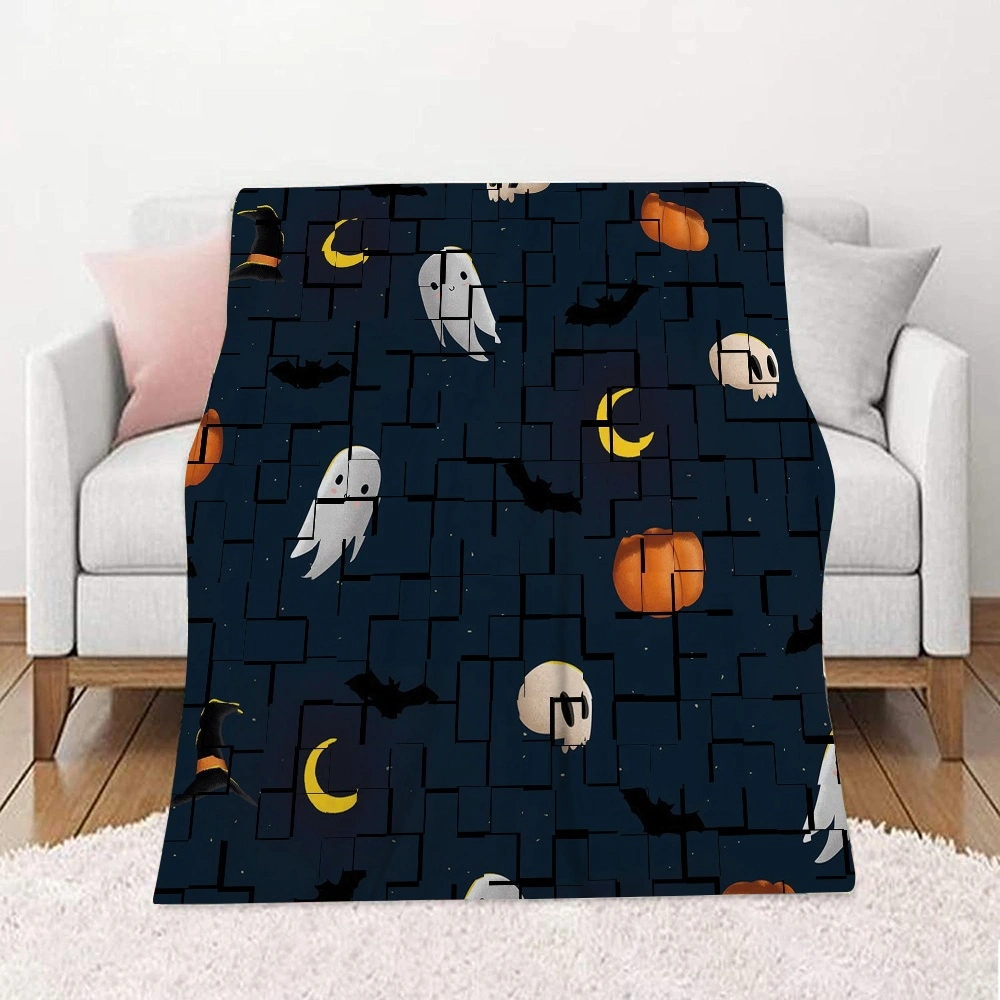 Halloween Blanket-Autumn Thanksgiving Pumpkin Maple Leaves Sunflower Blanket for Living Room Dorm,#227