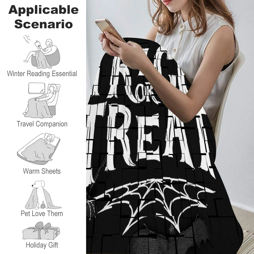 Halloween Blanket-Bat Skull Blanket for Bedroom Aesthetic,#280