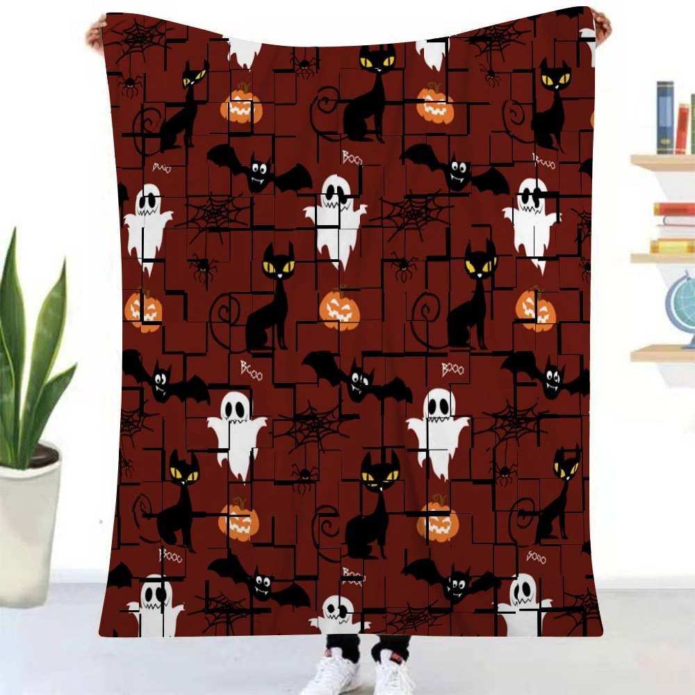 Halloween Blanket-Bat Tomb Blanket for Bedroom Living Room,Scary Fantasy Foggy,#304