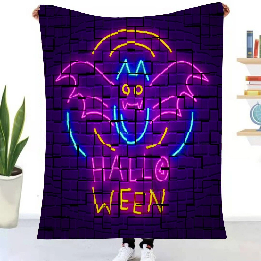 Halloween Blanket-Batwing Skeleton Blanket for Bedroom Aesthetic,Rich Colors With Mushrooms and Skull Kisses Look so Blanket,#334