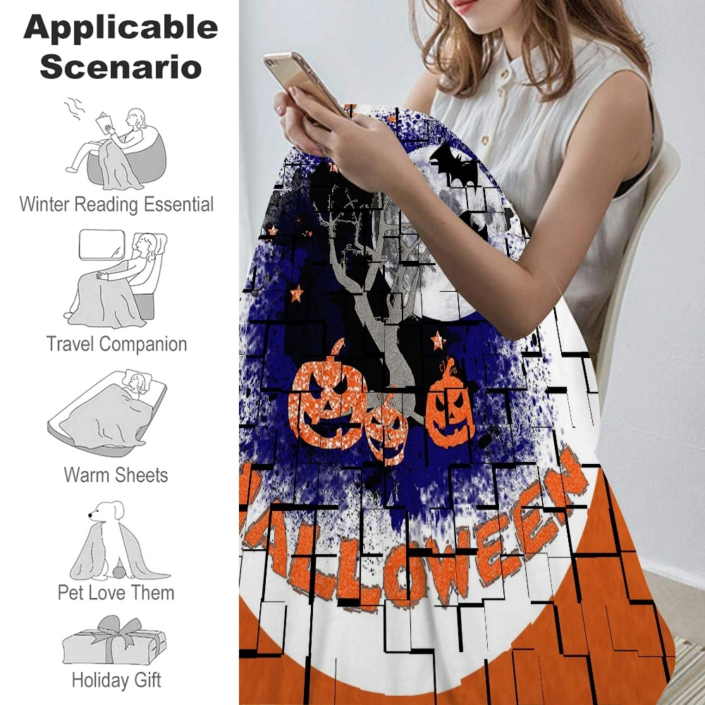 Halloween Blanket-Batwing Skeleton Blanket for Bedroom Home Dorm Halloween Decor,#344