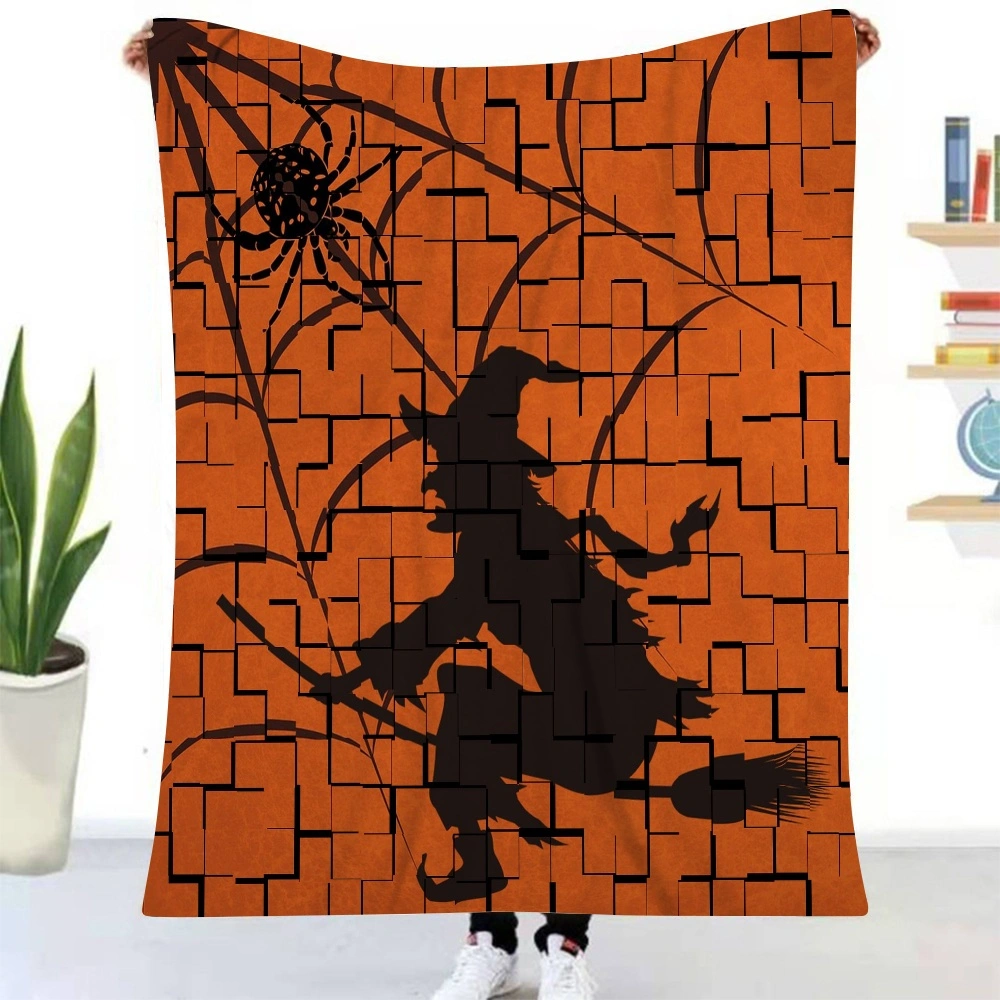 Halloween Blanket-Batwing Skeleton Blanket for Bedroom Home Dorm Halloween Decor,#348