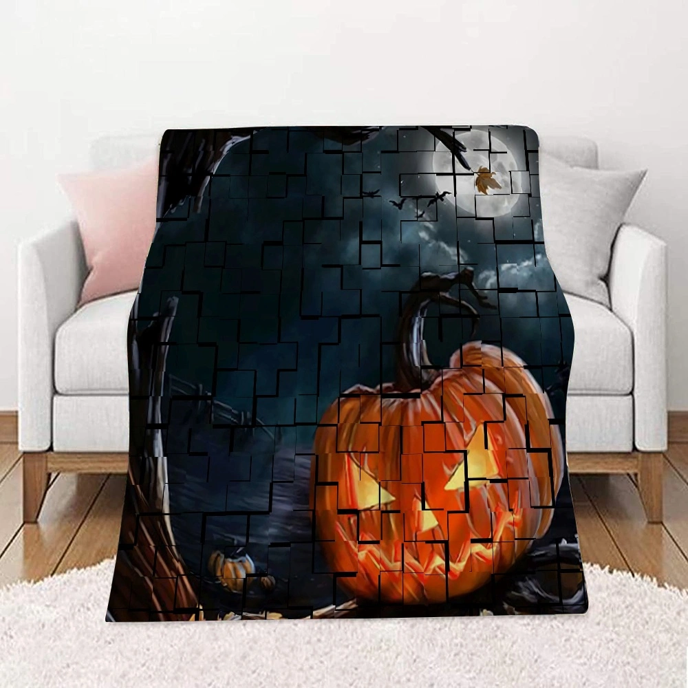 Halloween Blanket-Batwing Skeleton Blanket for Bedroom Living Room Decor,#353