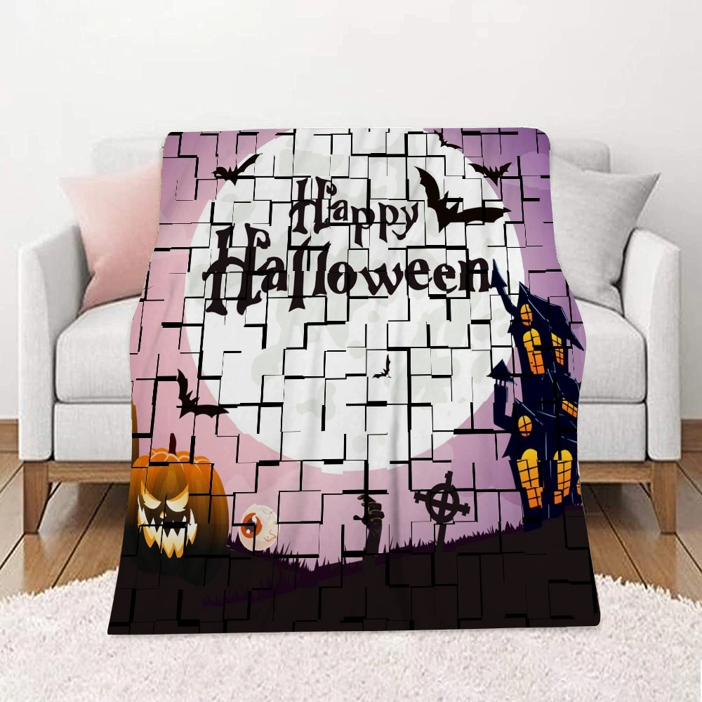 Halloween Blanket-Batwing Skeleton Blanket for Bedroom Living Room Dorm Home Decor,#366