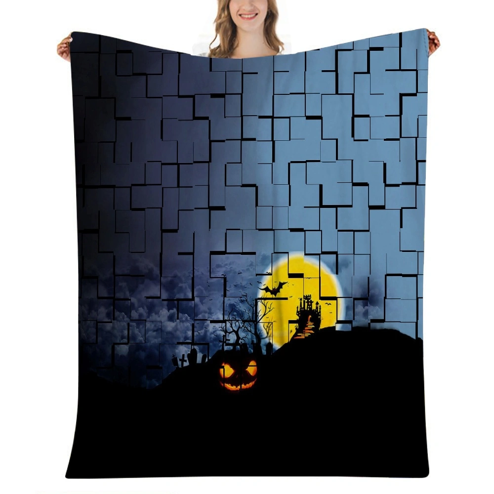 Halloween Blanket-Broomstick Blanket for Bedroom Aesthetic Pink Skeleton Botanical Blanket,#382