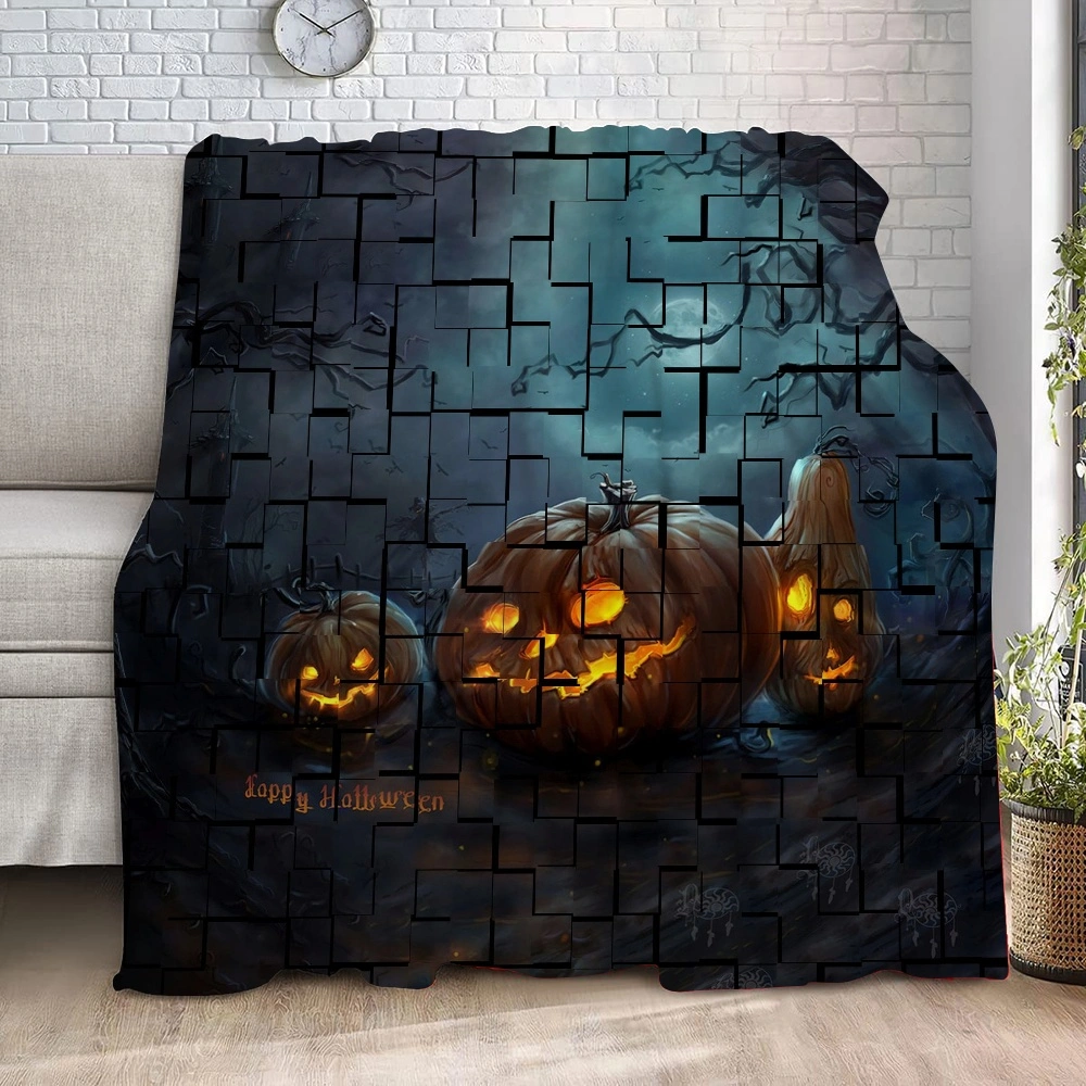 Halloween Blanket-Broomstick Blanket for Bedroom Aesthetic Pink Skeleton Botanical Blanket,#382