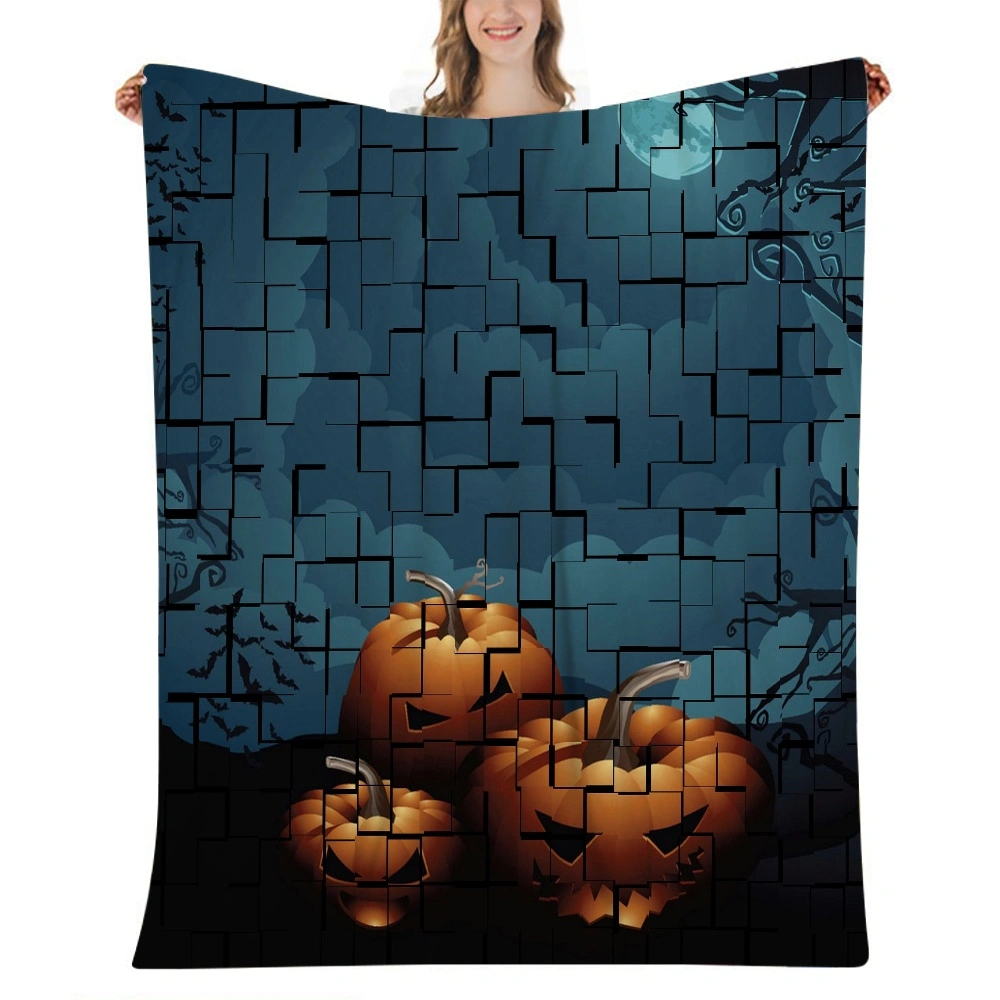 Halloween Blanket-Broomstick Blanket for Bedroom Aesthetic Pink Skeleton Botanical Blanket,#383