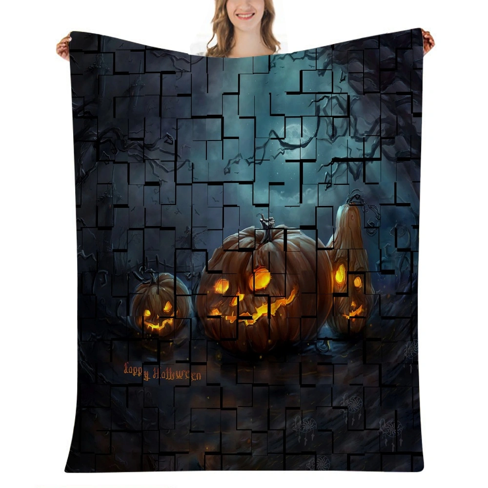 Halloween Blanket-Broomstick Blanket for Bedroom Aesthetic Pink Skeleton Botanical Blanket,#383