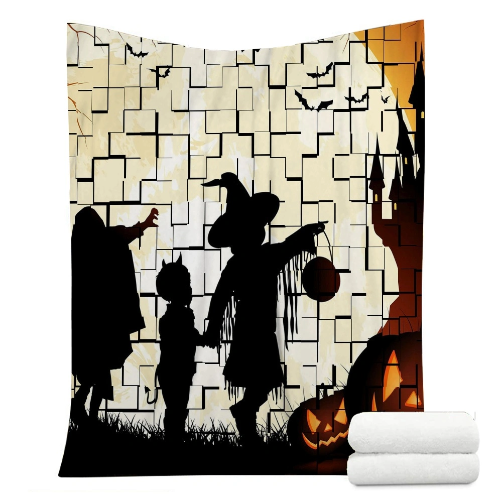 Halloween Blanket-Broomstick Blanket for Bedroom Aesthetic Pink Skeleton Botanical Blanket,#390