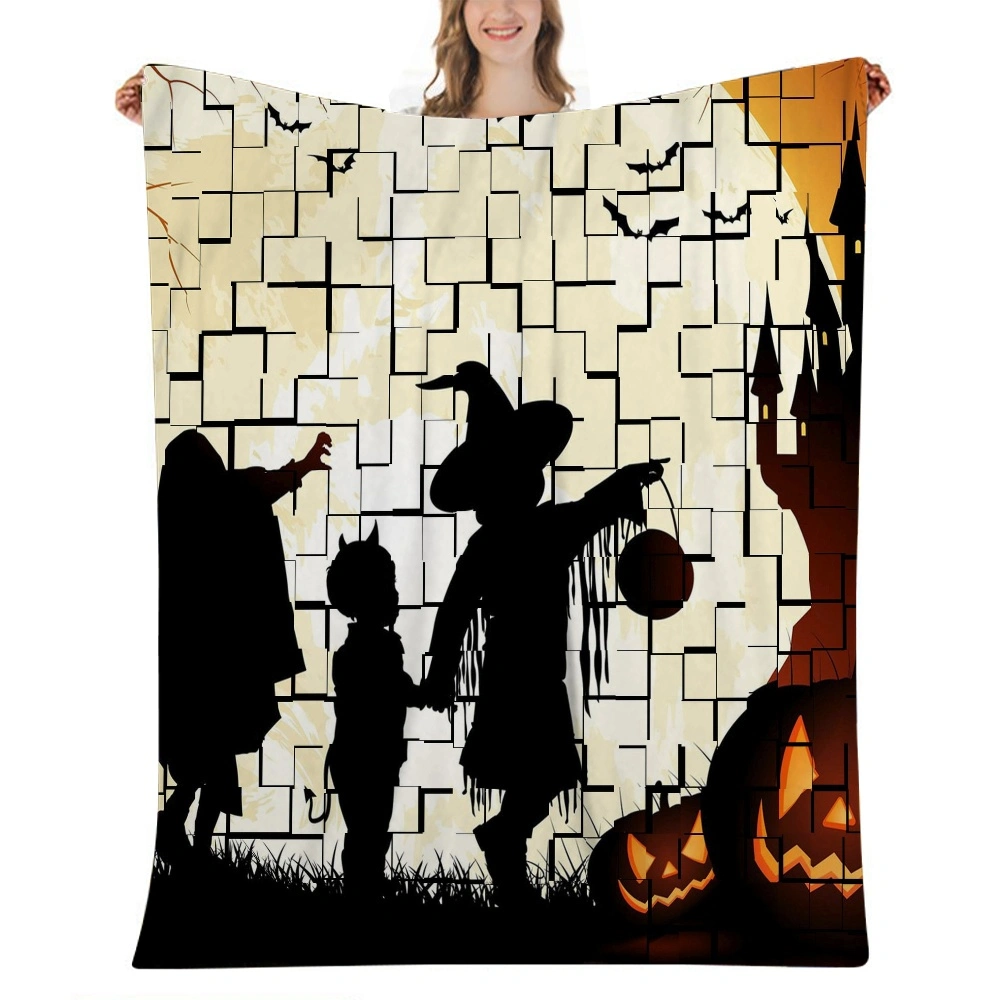 Halloween Blanket-Broomstick Blanket for Bedroom Living Room Decor,,#392