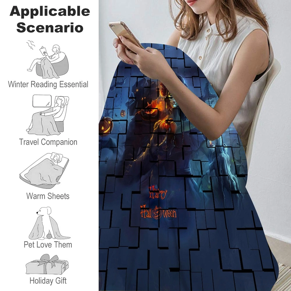 Halloween Blanket-Broomstick Blanket for Bedroom Living Room Decor,,#395