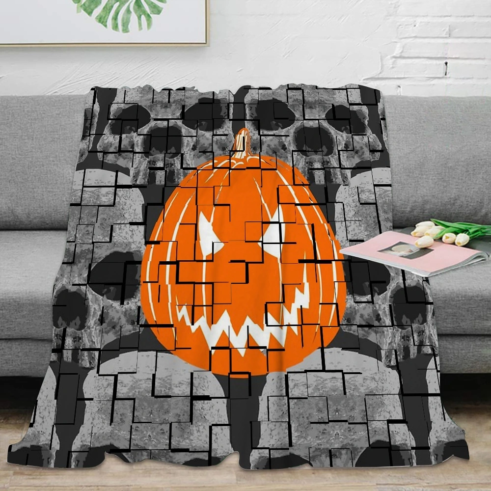 Halloween Blanket-Creepy Graveyard Woods Moon Night Pumpkin-Lantern Decor Blanket for Kids Bedroom Dorm Home Decor,#505