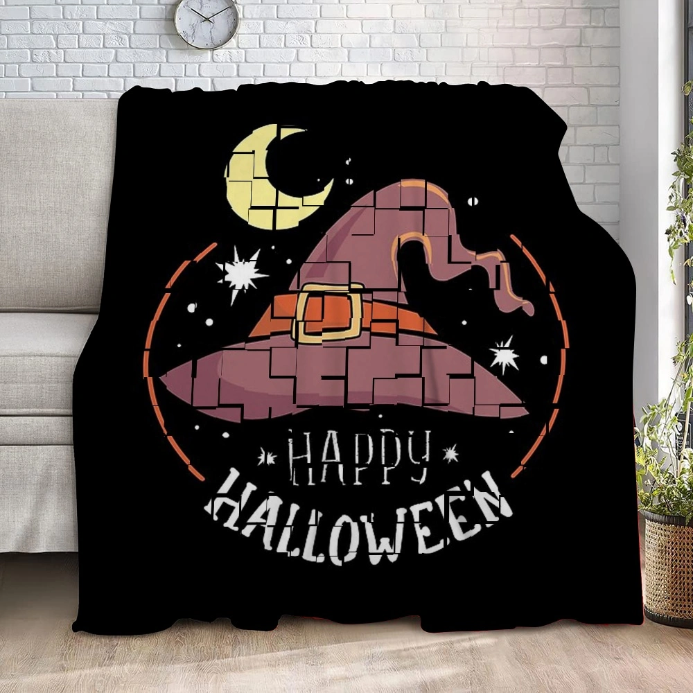 Halloween Blanket-Creepy Graveyard Woods Moon Night Pumpkin-Lantern Decor Blanket for Kids Bedroom Dorm Home Decor,#504