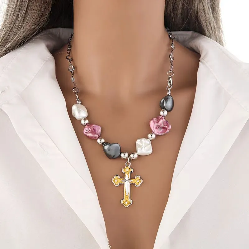 Niche Pearl Cross Necklace Ornament