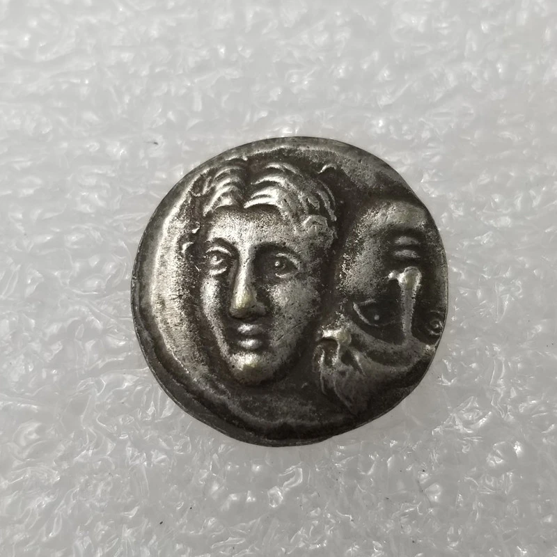 Antique Crafts Greek Coin Cooperized Silver Distressed Silver Dollar