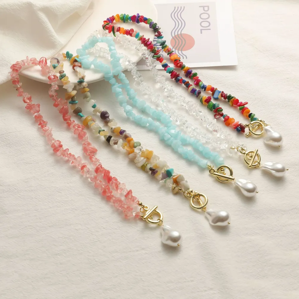 Women's Fashion Colored Stone Beaded Necklace