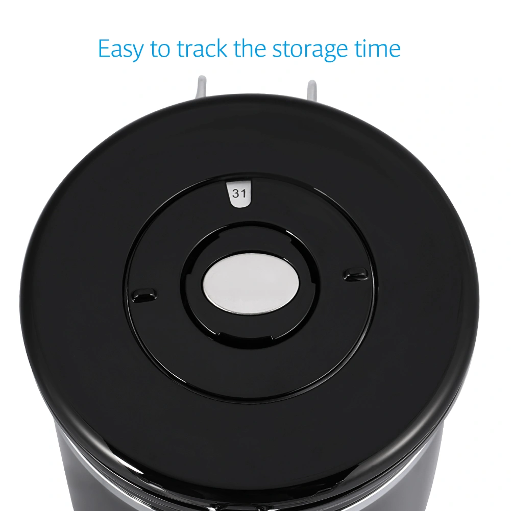 1.5L 304 Stainless Steel Airtight Coffee Beans Container Storage Canister Can Black