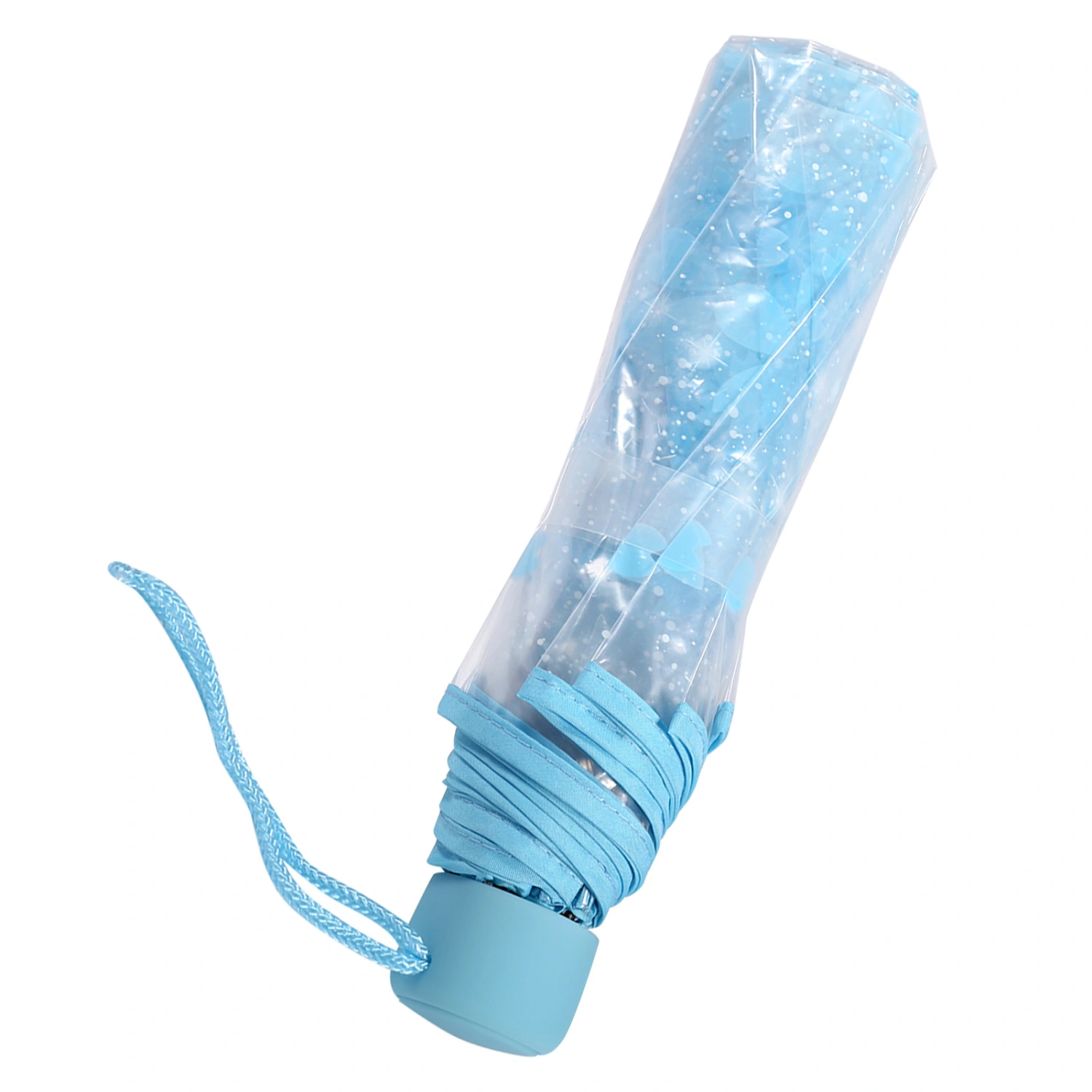 1PC Transparent Folding Umbrella Fashionable Princess Umbrella Cherry Blossom # Blue