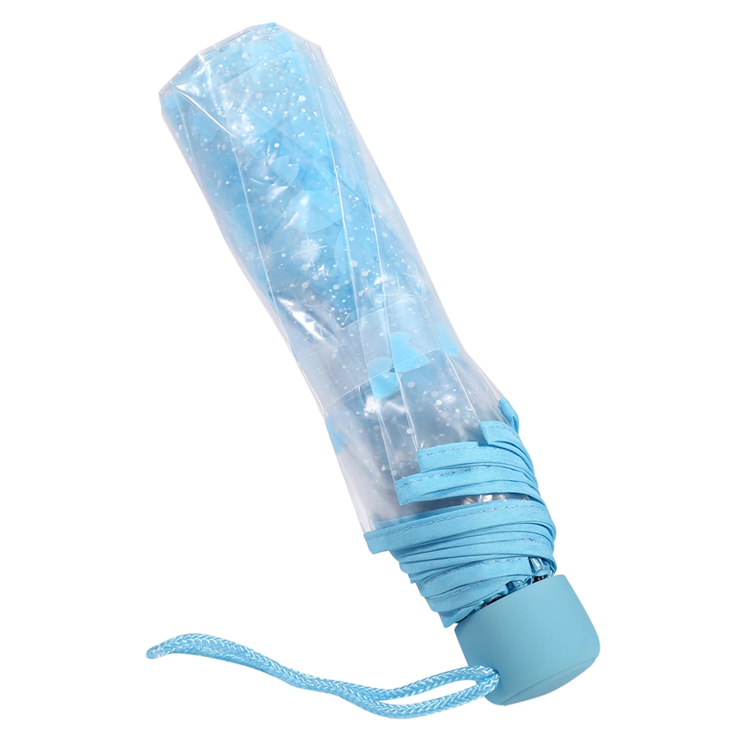 1PC Transparent Folding Umbrella Fashionable Princess Umbrella Cherry Blossom # Blue