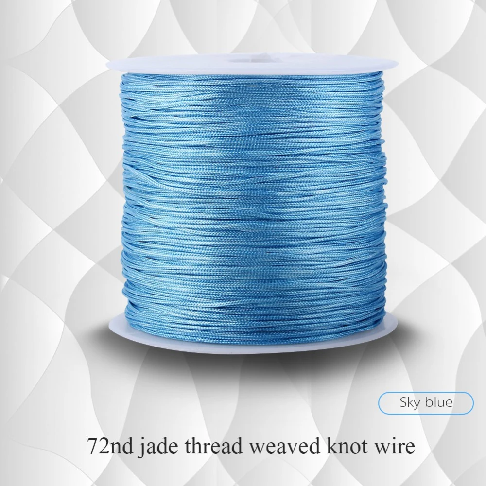 100M x 0.8mm Nylon Chinese Knot Cord Rattail Macrame Shamballa Thread String Sky Blue