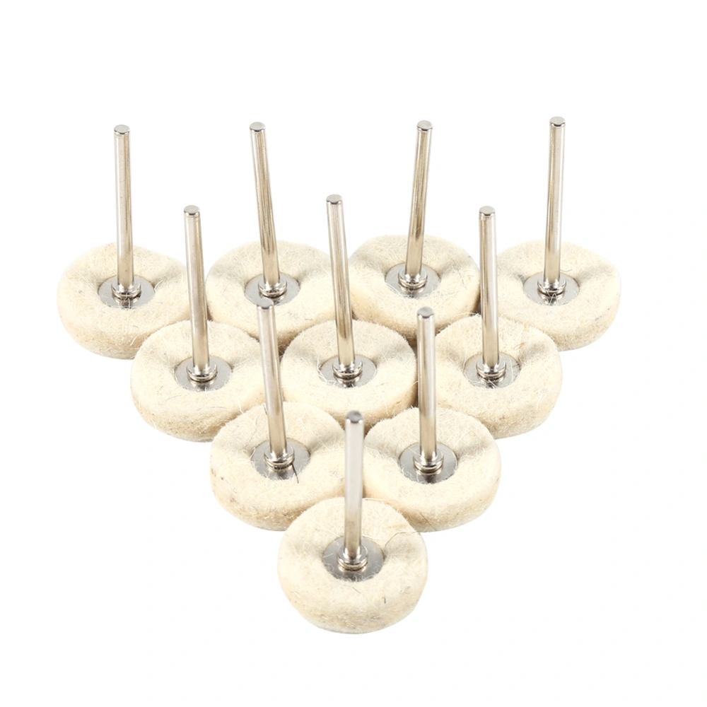 10PCS 25MM Wool Felt Polishing Buffing Drill Grinder Wheel Brushes With Handle For Rotary Tool