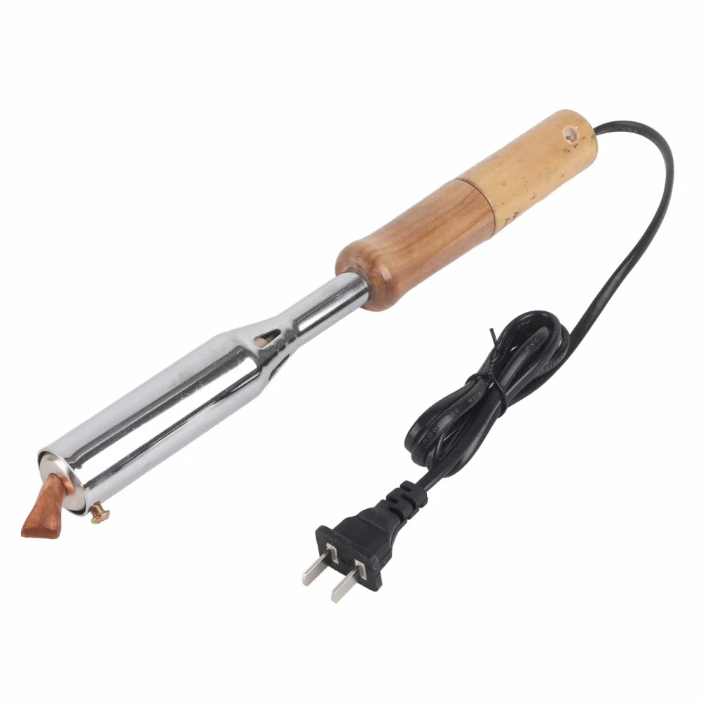 1Pc 220V Electric Soldering Iron Solder Welding Chisel Tip Wood Handle Tool Useful 150W