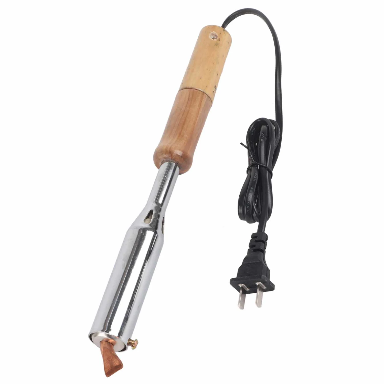 1Pc 220V Electric Soldering Iron Solder Welding Chisel Tip Wood Handle Tool Useful 150W