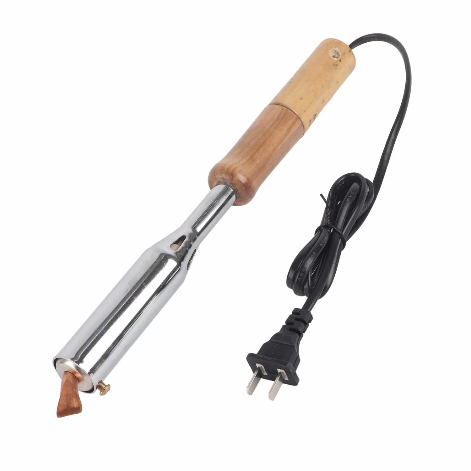 1Pc 220V Electric Soldering Iron Solder Welding Chisel Tip Wood Handle Tool Useful 150W