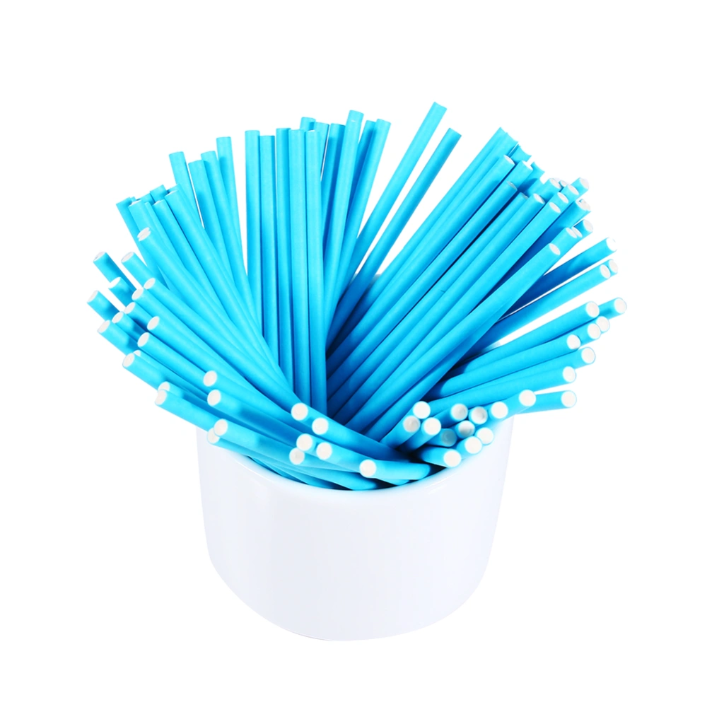 100 Pcs/Set Colorful Lollipop Sticks Cake Pop Sticks for Candy Chocolate 10cm Blue