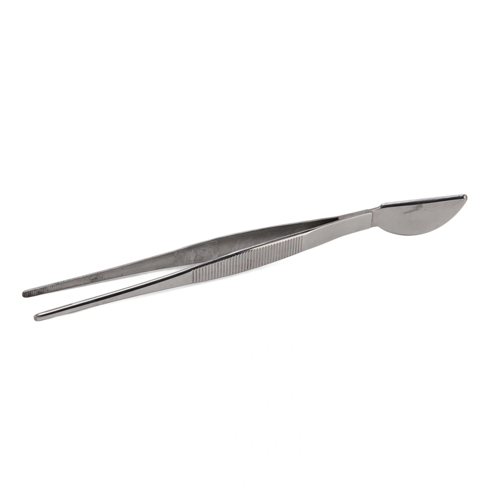 Stainless Steel Bonsai Tweezers Long Tweezers with Crescent Moon Spatula Head for Potted Loosening Soil Planing Grass Straight Style