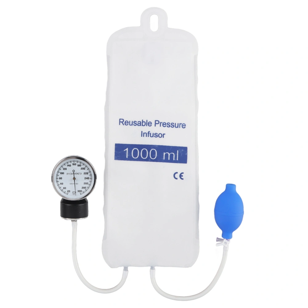 Pressure Infusion Bag ICU Monitoring Fluid Quick Infusion with Indicator Gauge Head for Rapid Blood and Fluids Infusion 1000ml