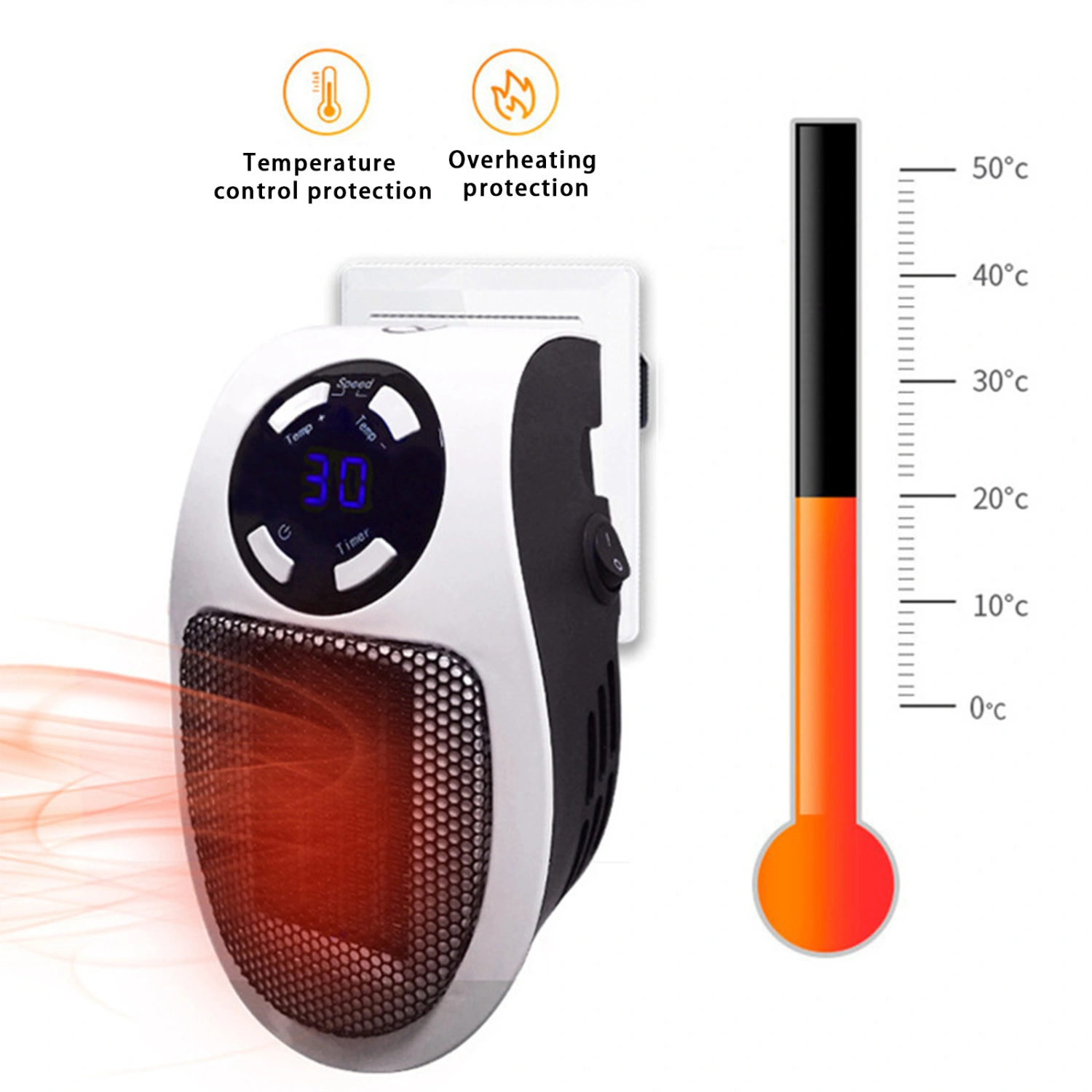 Portable Compact Electric Tabletop Fan Heater Warmer for Home Office Winter Use