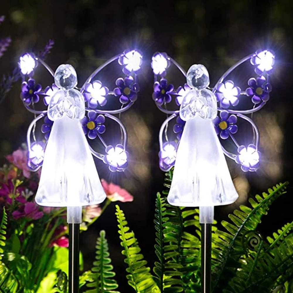 2 Pack Angel Solar Lights LED Solar Garden Lights Outdoor Garden Decoration Waterproof Solar Lights for Halloween Christmas