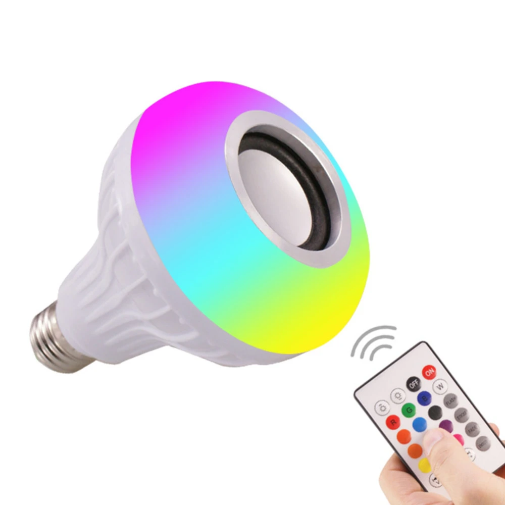 LED Light Bulb Bluetooth Speaker 6W RGB Changing Lamp Wireless Stereo Audio with Remote Control