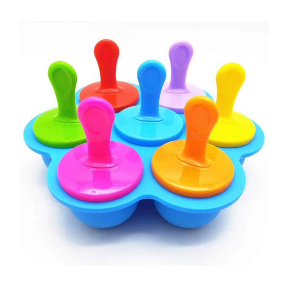 7 Hole Popsicle Mold Tray Silicone Popsicle Mold with Colorful Sticks DIY Ice Cream Mold