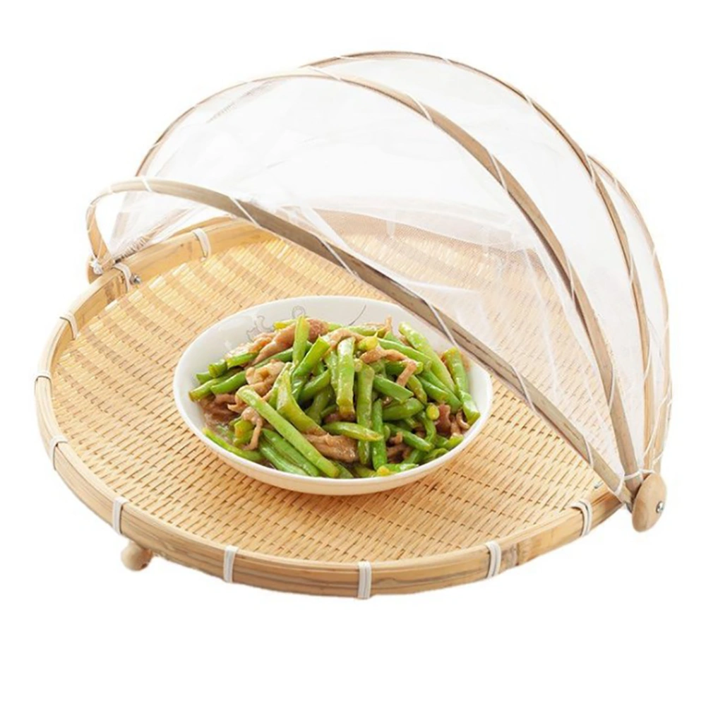 Bamboo Food Serving Tent Natural Handcraft Tray Mesh Food Storage Basket Meal Table Serve Cover