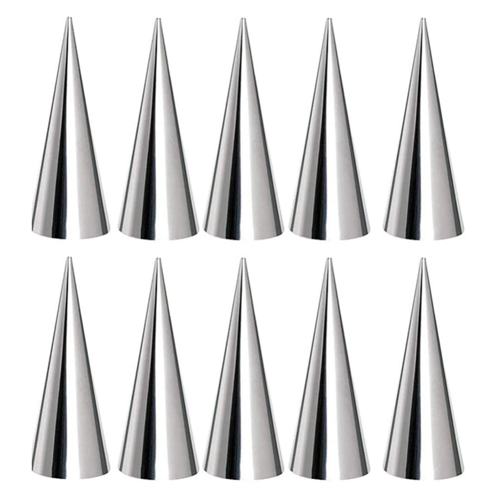 10PCS Stainless Steel Cream Horn Molds Baking Cones Cream Horn Forms Ice Cream Mold Standing Cone Shape