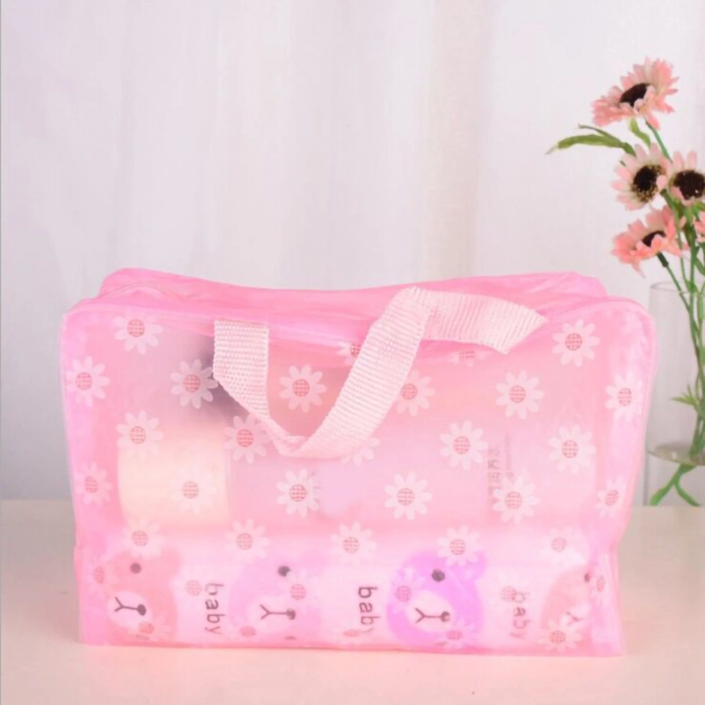 Travel Makeup Bag PVC Waterproof Cosmetic Bag Toiletry Pouch Storage Bag for Bathroom OutdoorPink